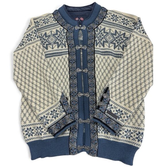 DALE OF NORWAY Cardigan Sweater Womens Large Metal Clasps * FOR REPAIR * READ - Picture 1 of 14